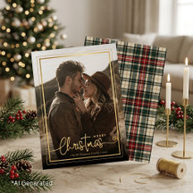 Elegante grüne und rote karierte Weihnachtsfotos v