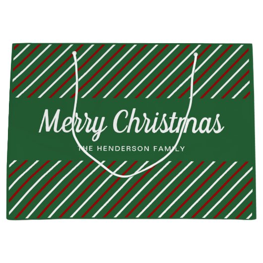 Elegante grüne und rote Weihnachten Große Geschenktüte (Vorderseite)