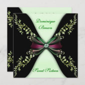 Elegante Grüne und Schwarze laden mit Einladung (Vorne/Hinten)