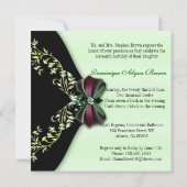 Elegante Grüne und Schwarze laden mit Einladung (Rückseite)