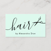 Elegante, grüne und schwarze Schere Visitenkarte (Vorderseite)