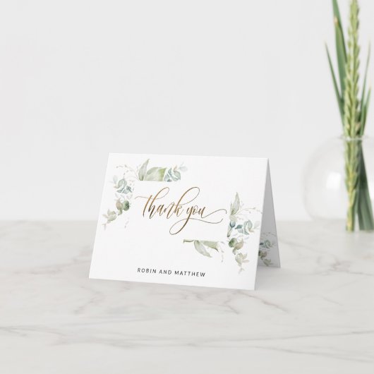 Elegante Grüne und Script, Hochzeit oder andere, Dankeskarte (Vorderseite)