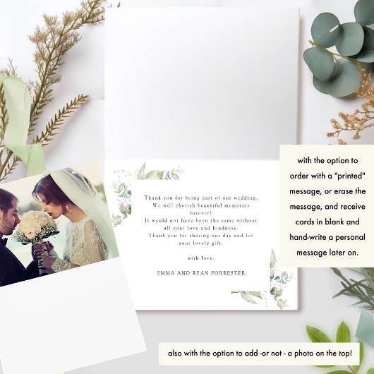 Elegante Grüne und Script, Hochzeit oder andere, Dankeskarte