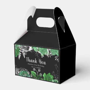 Elegante grüne und silberne Blumen Geburtstagsfeie Geschenkschachtel