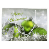 Elegante grüne und silberne Weihnachtsweihnachtski Große Geschenktüte (Rückseite)