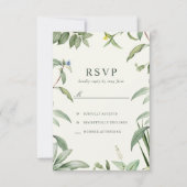 Elegante grüne und weiße botanische Blätter Hochze RSVP Karte (Vorderseite)