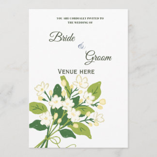 Elegante grüne und weiße botanische Hochzeitseinla Einladung