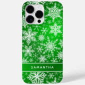 Elegante grüne und weiße Schneeflocken Weihnachten Case-Mate iPhone Hülle (Rückseite)