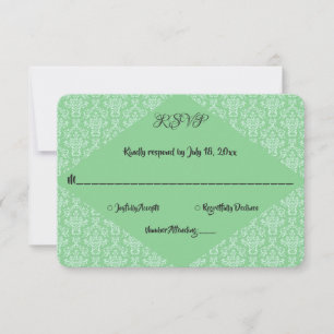 Elegante grüne Verziert Damask Classic feierliche  RSVP Karte