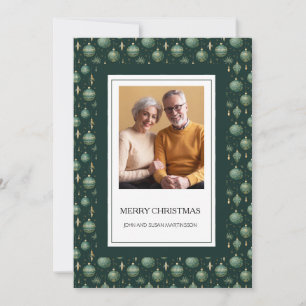 Elegante grüne Vintage Ornamente Foto Weihnachten