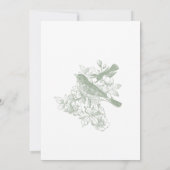 Elegante grüne Vögel Brautdusche Einladung (Rückseite)