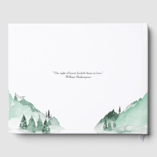 Elegante grüne Waldberge Einfach Gästebuch (Rückseite)