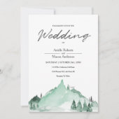 Elegante grüne Waldberge Einfache Hochzeit Einladung (Vorderseite)