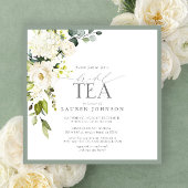 Elegante grüne Wasserfarbe Blumenkohl Bridal Teedu Einladung