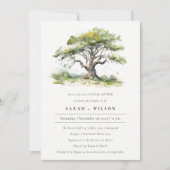 Elegante grüne Wasserfarbe Eichenholz Dusche Einladung (Vorderseite)