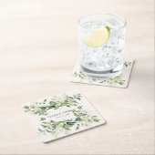Elegante grüne Wasserfarbe | Hochzeitspapier-Unter Rechteckiger Pappuntersetzer (Vor Ort)