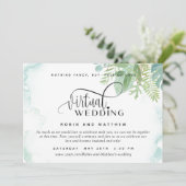 Elegante Grüne Wasserfarbe Online Virtual Wedding Einladung (Stehend Vorderseite)