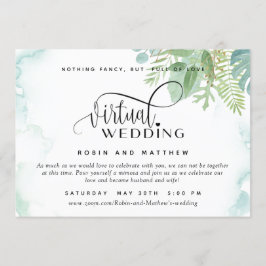 Elegante Grüne Wasserfarbe Online Virtual Wedding Einladung