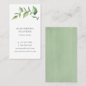 Elegante grüne Wasserfarbe Rustikale Vegetation Visitenkarte (Vorne/Hinten)