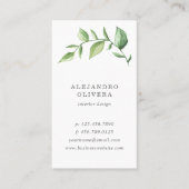 Elegante grüne Wasserfarbe Rustikale Vegetation Visitenkarte (Vorderseite)