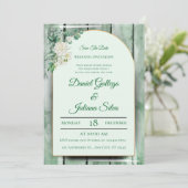 Elegante Grüne Wasserfarben - Einladung zur Hochze (Stehend Vorderseite)