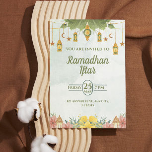 Elegante grüne Wasserfarben-Ramadan-Iftar-Einladun Einladung