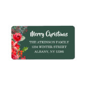 Elegante grüne Wasserfarben Weihnachten Adressaufkleber (Vorne)
