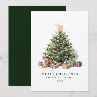 Elegante grüne Wasserfarben-Weihnachtsbaum ohne Fo Feiertagskarte