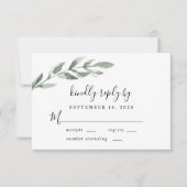 Elegante Grüne Wasserfarbenhochzeit RSVP Karte (Vorderseite)