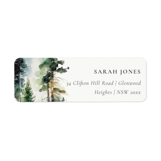 Elegante Grüne Wasserfarbenwaldadresse (Vorne)