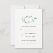 Elegante Grüne Watercolor Wreath Wedding RSVP Karte (Vorderseite)