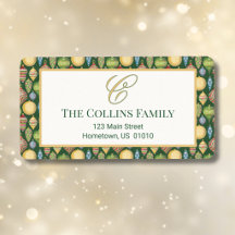 Elegante grüne Weihnachts-Rahmen-Monogramm-Adresse