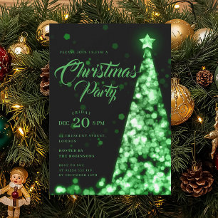 Elegante grüne Weihnachtsbaum-Festzeit  Einladung