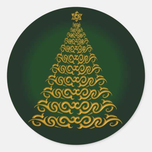 Elegante Grüne Weihnachtsbaumaufkleber Runder Aufkleber (Vorderseite)