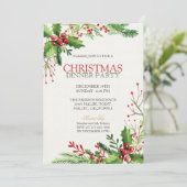 Elegante Grüne Weihnachtsfeier| Einladung (Stehend Vorderseite)