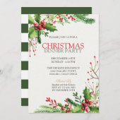 Elegante Grüne Weihnachtsfeier| Einladung (Vorne/Hinten)