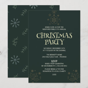 Elegante grüne Weihnachtsfeier-Einladung – Feierta Einladung