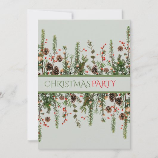 Elegante Grüne Weihnachtsfeiertage Party Einladung (Rückseite)