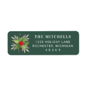 Elegante Grüne Weihnachtsgrün Rücksendeadresse (Vorne)