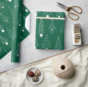 Elegante grüne Weihnachtstannen Geschenkpapier