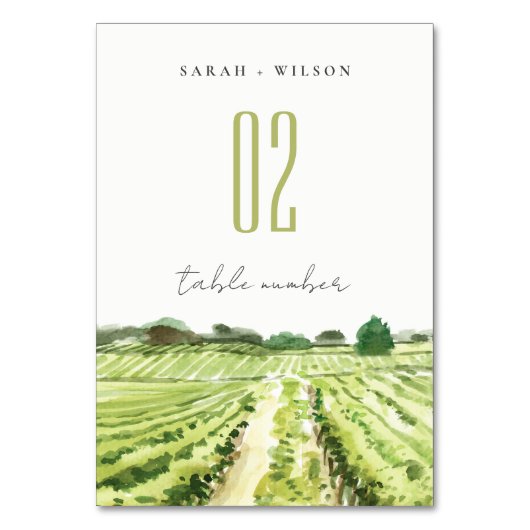 Elegante Grüne Weinkeller Weinkultur und Erde Wein Tischnummer (Rückseite)