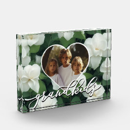 Elegante grüne, weiße Blumen-Fotovorlage Fotoblock