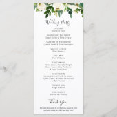 Elegante Grüne Weiße Florale Hochzeit Programm (Rückseite)