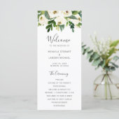 Elegante Grüne Weiße Florale Hochzeit Programm (Stehend Vorderseite)