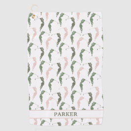 Elegante grüne Weiße Frau Golfer Mit Monogramm Golfhandtuch