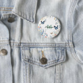 elegante Grüne Wildblume Boho Monogramm in Blüte Button (Beispiel)