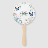 elegante Grüne Wildblume Boho Monogramm in Blüte Fächer (Rückseite)