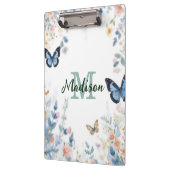elegante Grüne Wildblume Boho Monogramm in Blüte Klemmbrett (Links)
