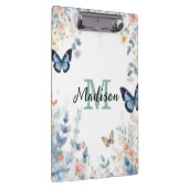 elegante Grüne Wildblume Boho Monogramm in Blüte Klemmbrett (Rechts)