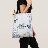 elegante Grüne Wildblume Boho Monogramm in Blüte Tasche (Von Nahem)